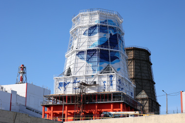 На градирне Анадырской ТЭЦ появился новый символ Чукотки — мурал с изображением китов